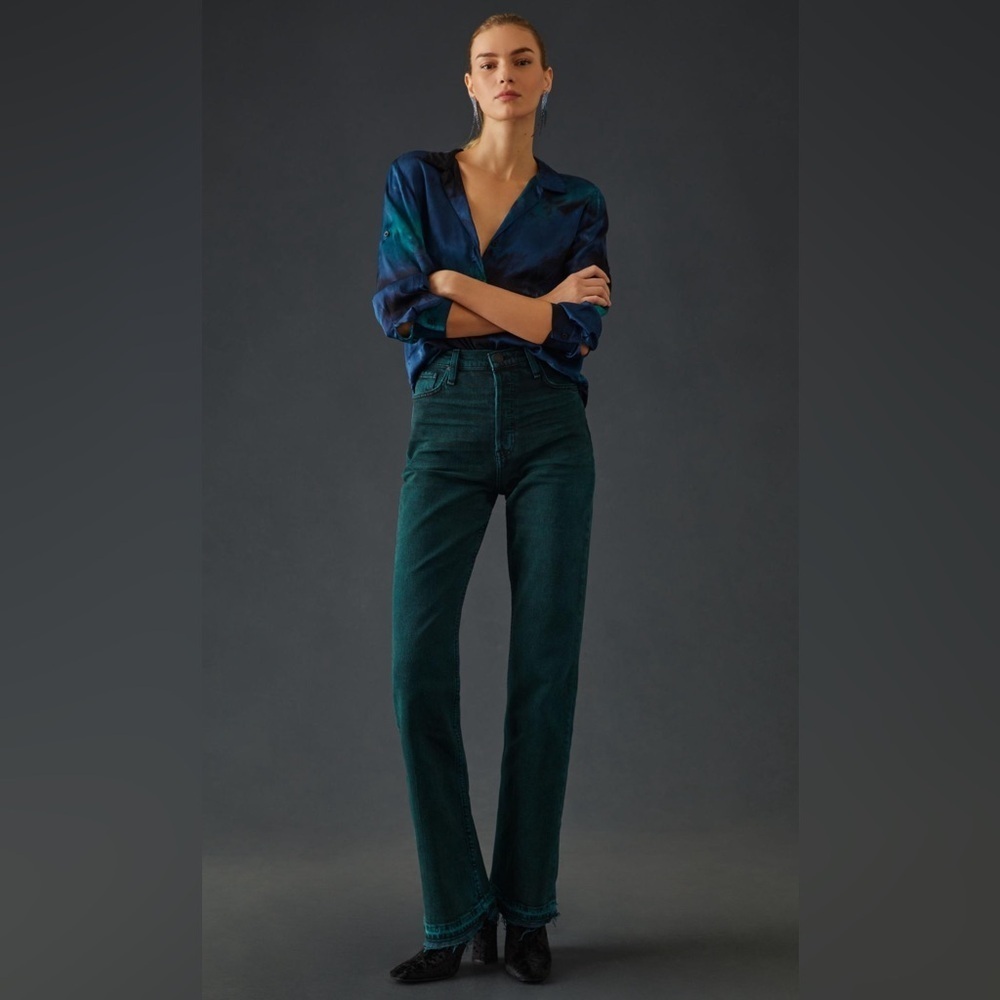 Hudson Faye Overdye Scarab High-Rise Bootcut Jeans, Size 28